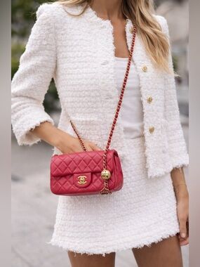 Chanel Pink Quilted Lambskin Leather Pearl Crush Rectangular Flap Bag